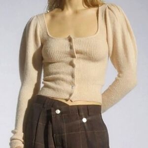 UO Ashley Puff Sleeve Cardigan